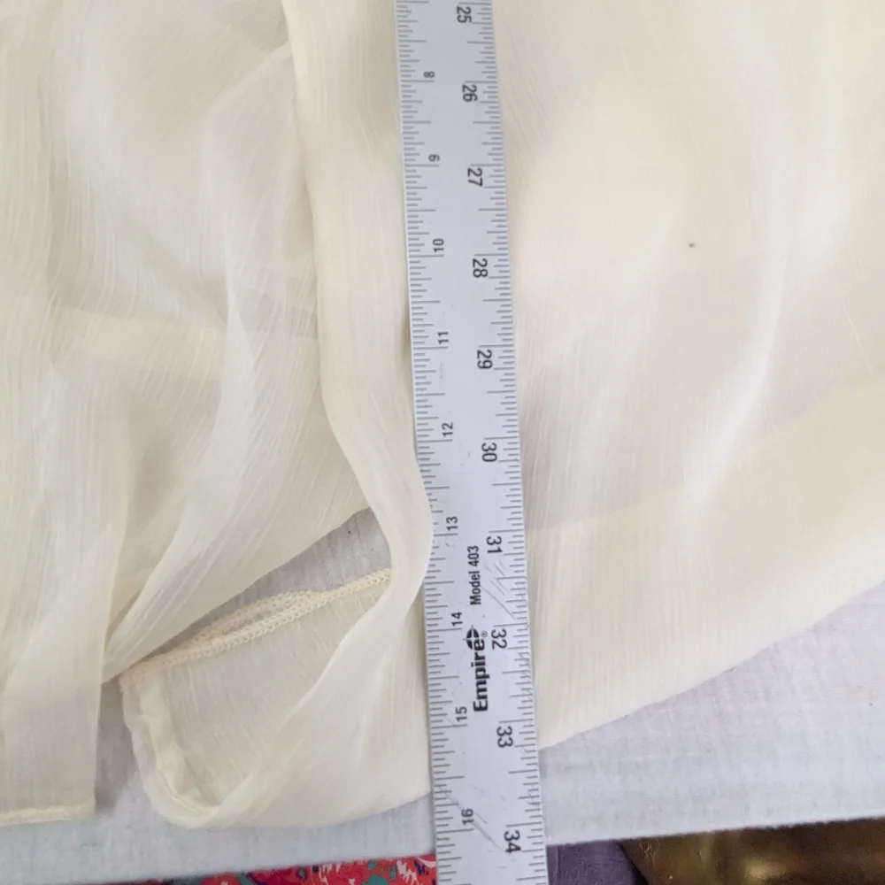 Pretty Angel Elegant Cream Sheer Duster Scarf w/Lace, Fringe & Bling Features OS